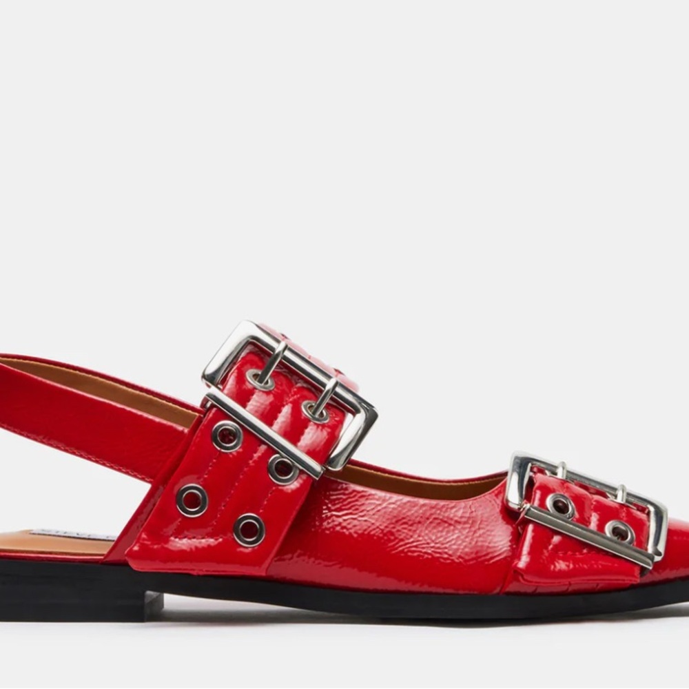 Steve Madden Graya Red Patent Buckle Flats